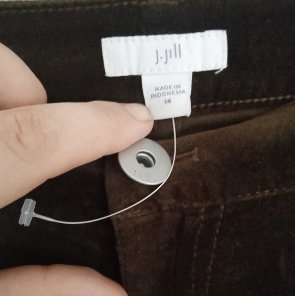 J.Jill Dark Brown Straight Leg Soft Velvet Pants Cotton Blend Size 14 NWOT - Picture 5 of 7